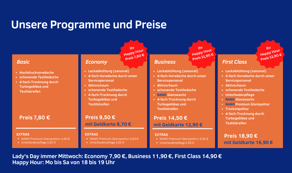 MyWash Programme und Preise