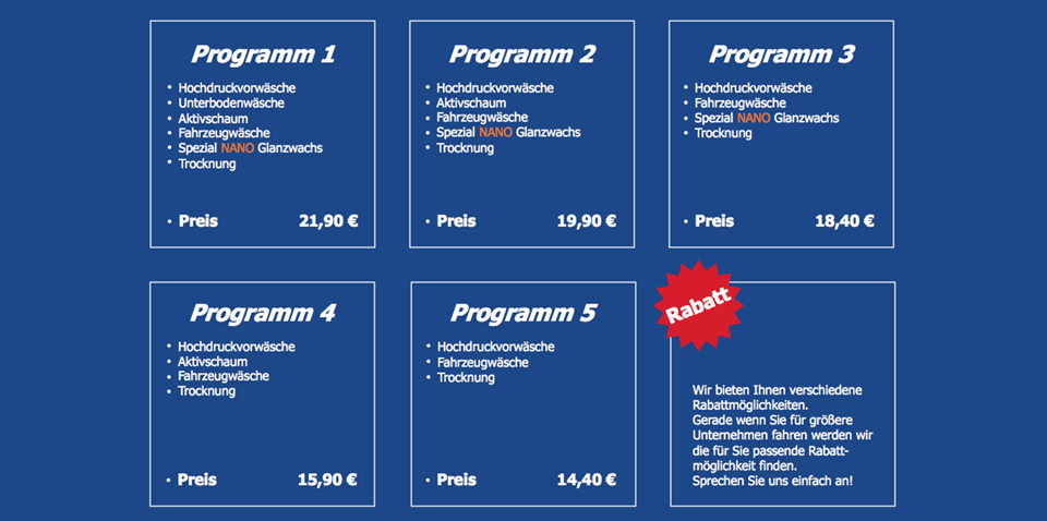 Sprinterportalanlage - Programme